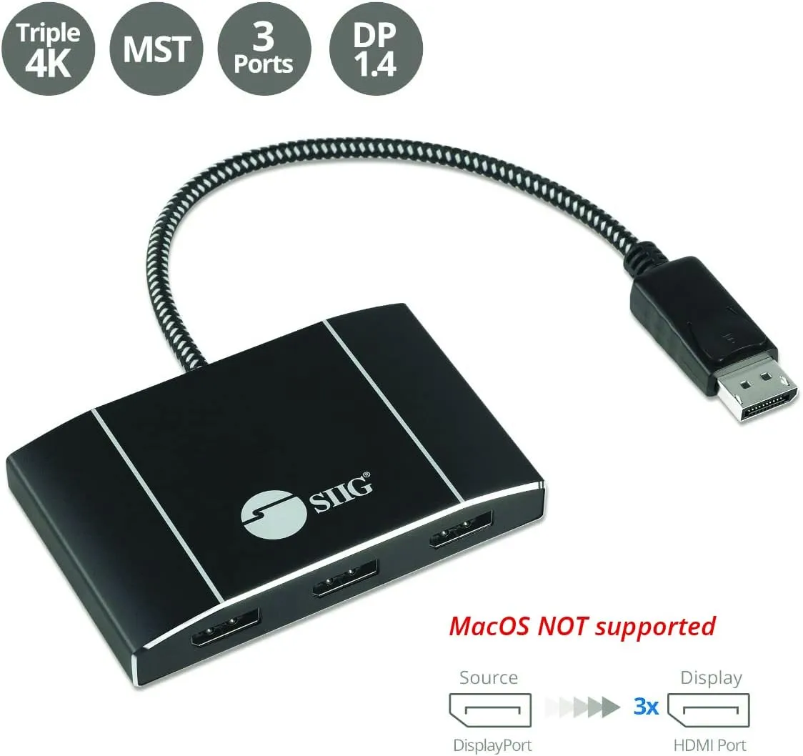 SIIG DisplayPort MST Hub Splitter (Multi-Stream Transport)