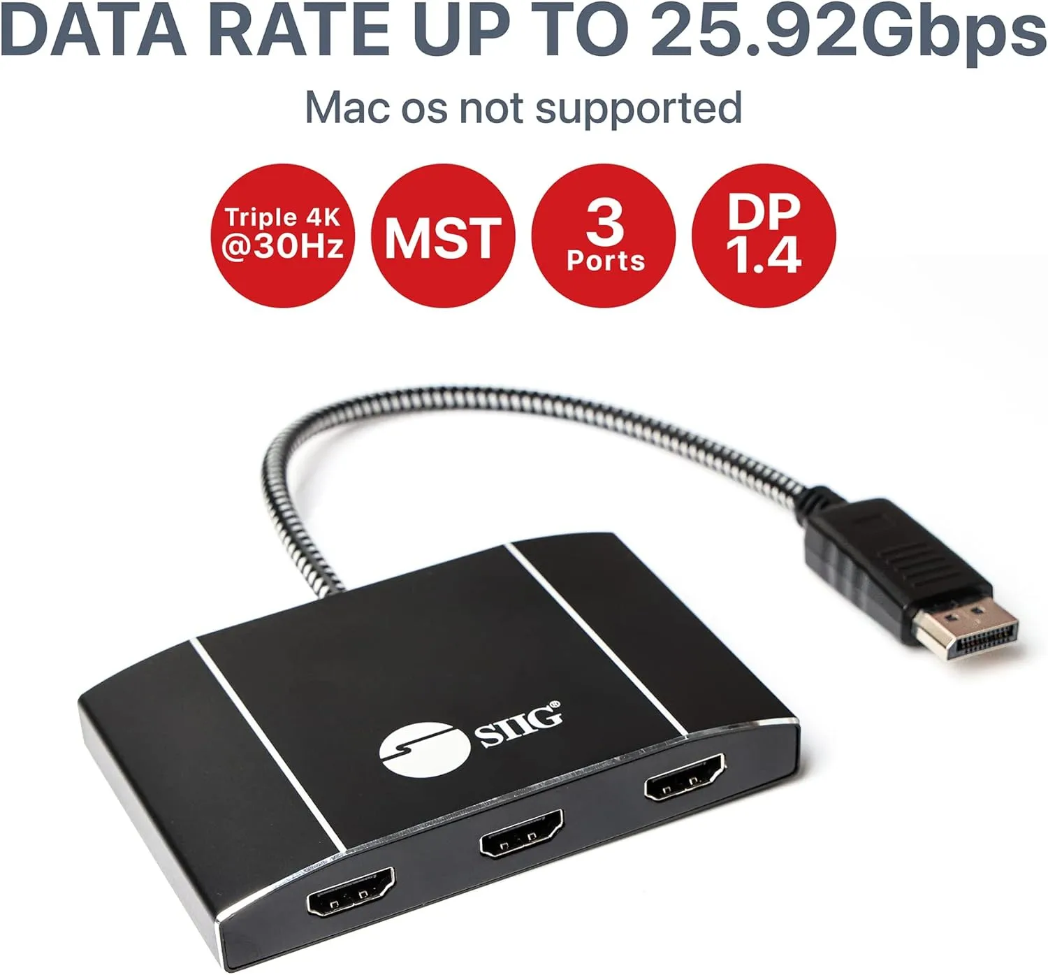 SIIG DisplayPort MST Hub Splitter (Multi-Stream Transport)
