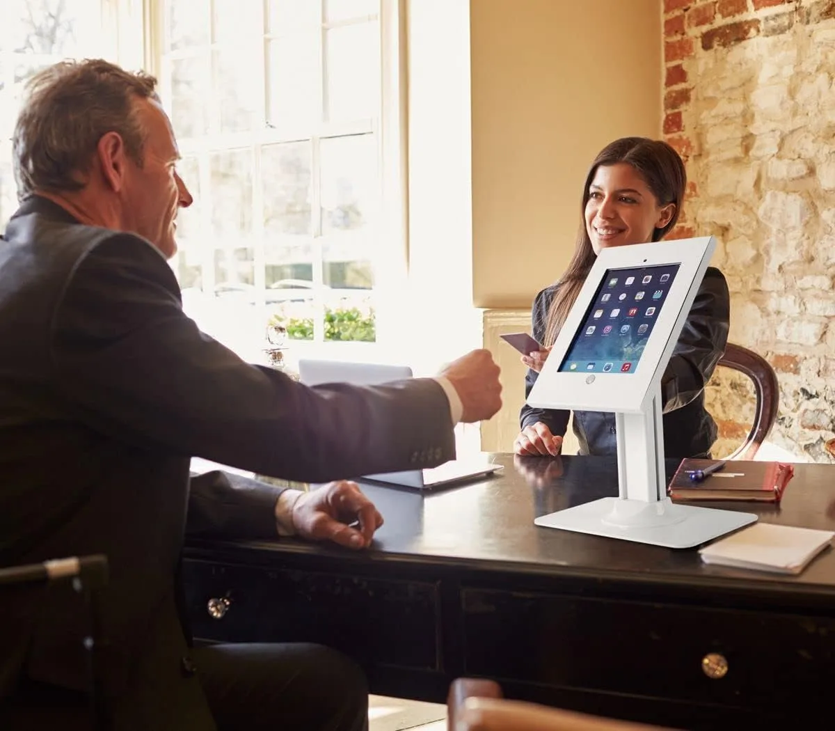 SIIG Security Lockable Countertop Kiosk & Tilting Adjustable Metal POS Stand for iPad (2/3/4/Air/Air2/Gen5/Gen6) - CE-MT2611-S1 Screen Size 9.7" and Below