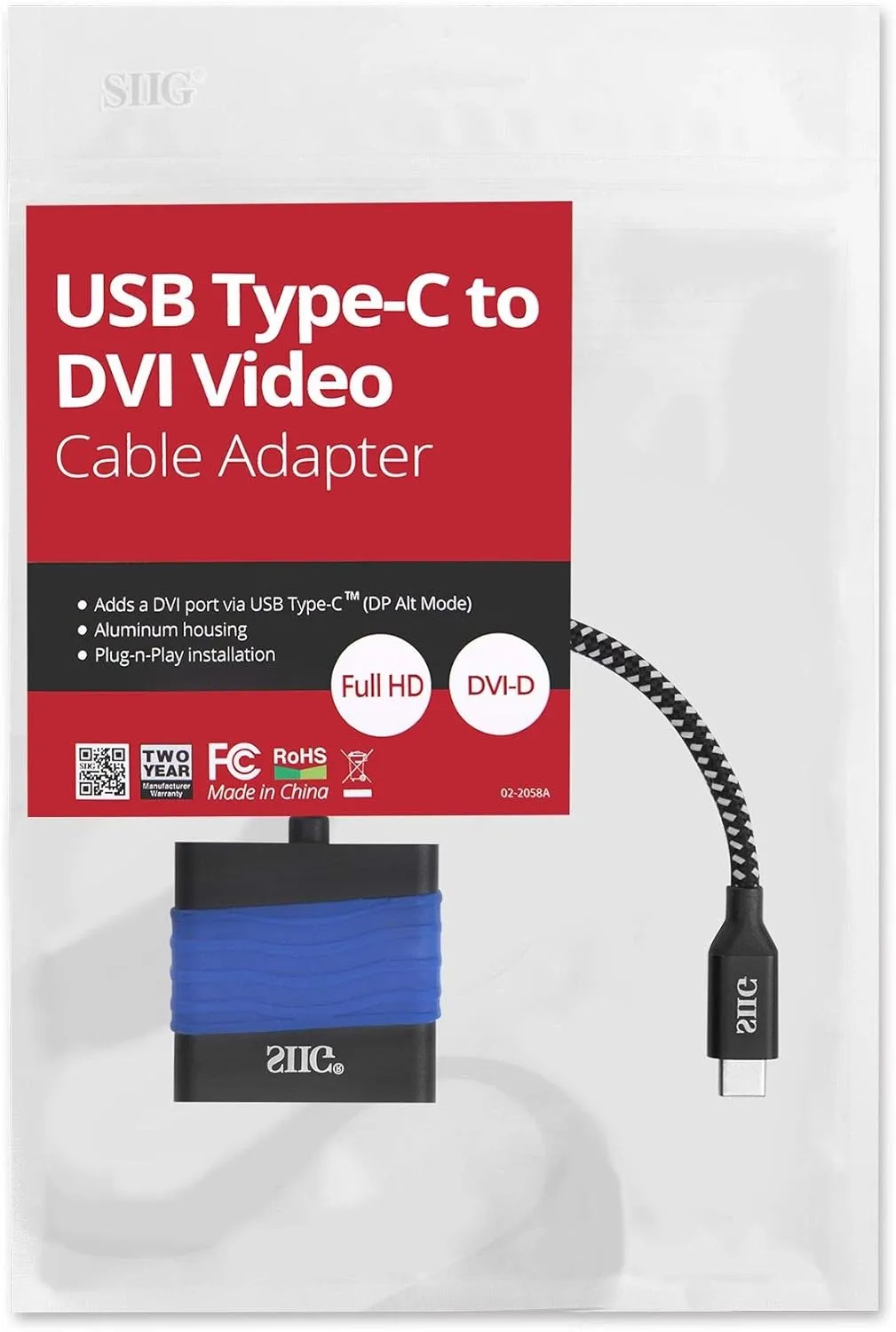 SIIG USB Type C to DVI Adapter - Thunderbolt 3 DisplayPort Alternate Mode Compatible for MacBook Pro