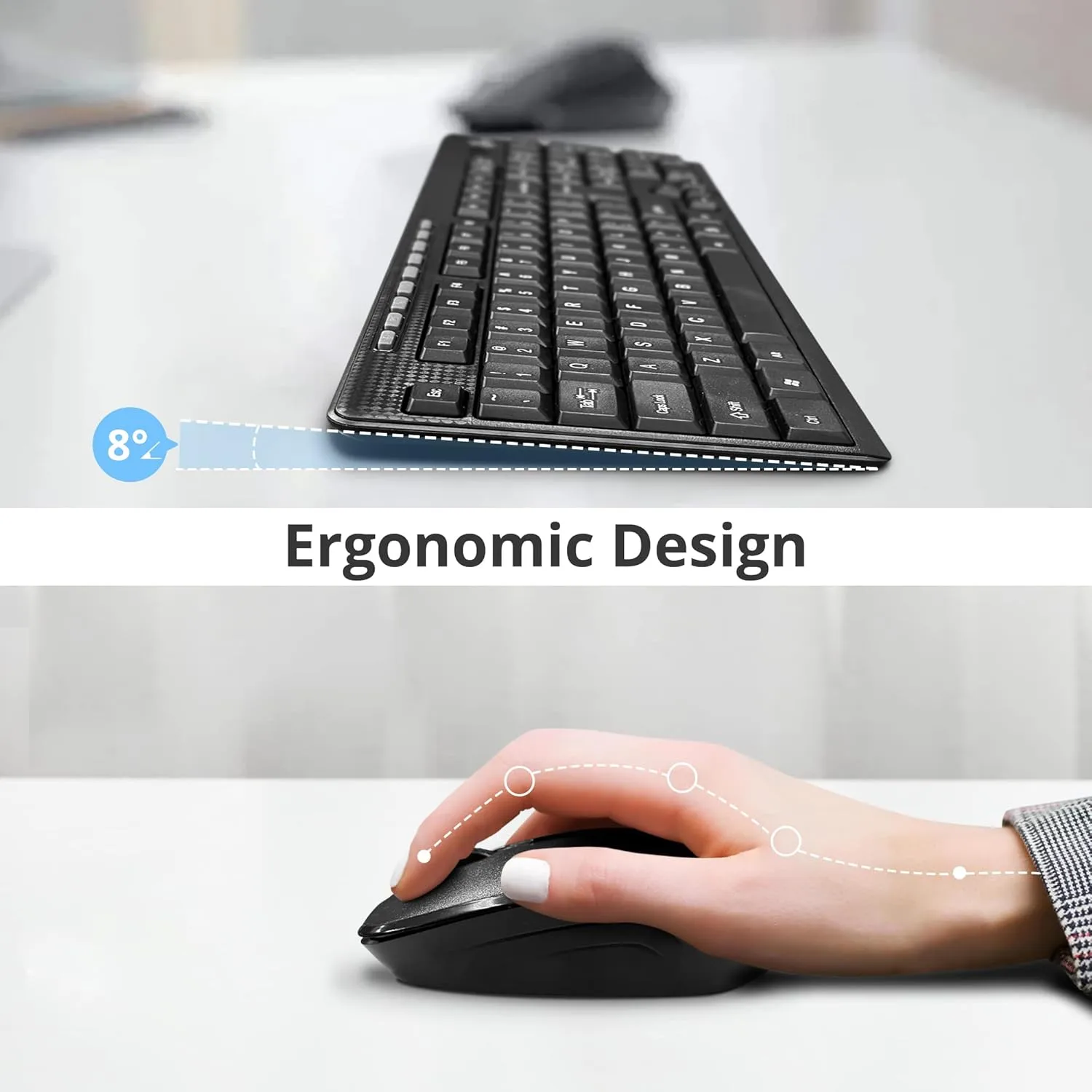 SIIG Jk-WR0T12-S1 Standard Size 102Key Wireless Keyboard with 3Button Wireless Optical Mouse, Black 102-key