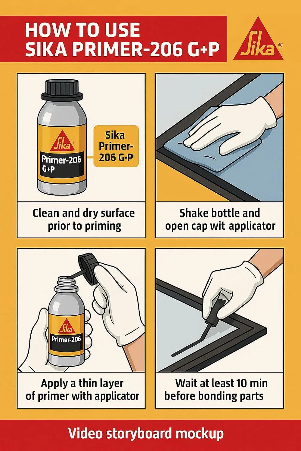 Sika Primer-206 G+P Black 250ml Bottle