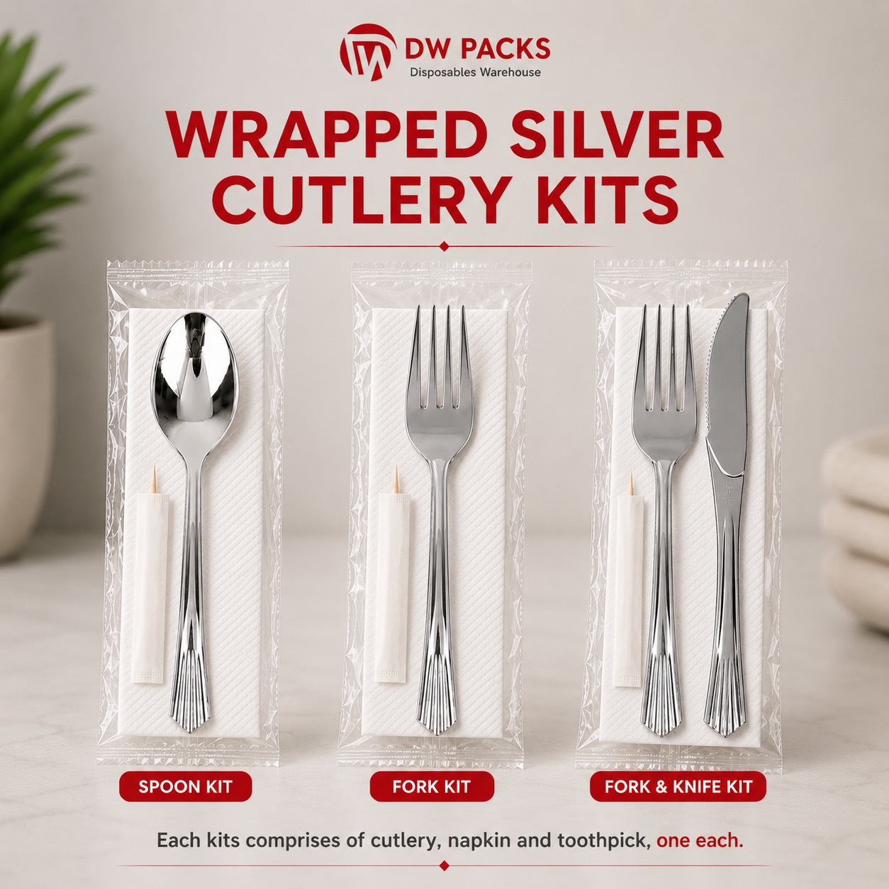 WRAPPED SILVER CUTLERY KIT (PREMIUM)