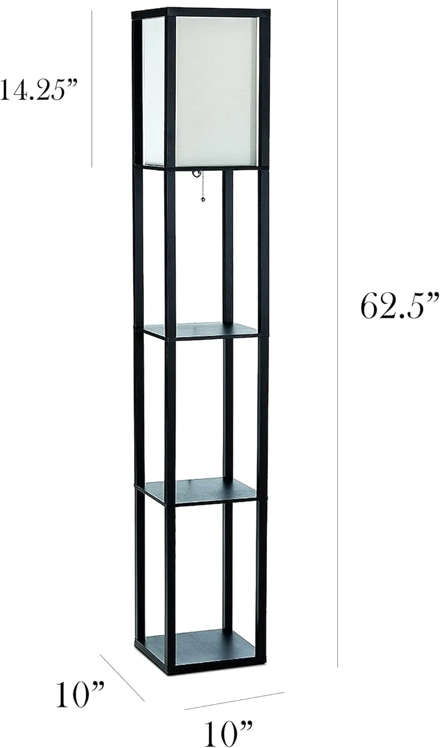 SIMPLE DESIGNS LF1014 3-Shelf Floor Lamp Linen Shade
