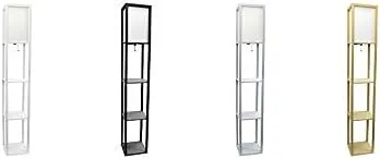 SIMPLE DESIGNS LF1014 3-Shelf Floor Lamp Linen Shade