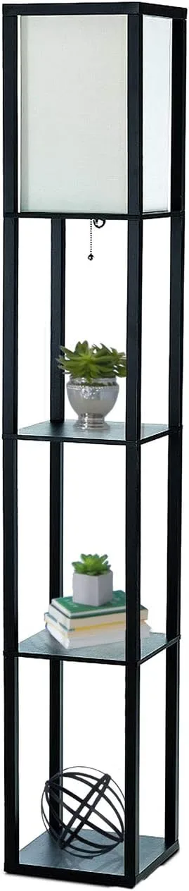 SIMPLE DESIGNS LF1014 3-Shelf Floor Lamp Linen Shade