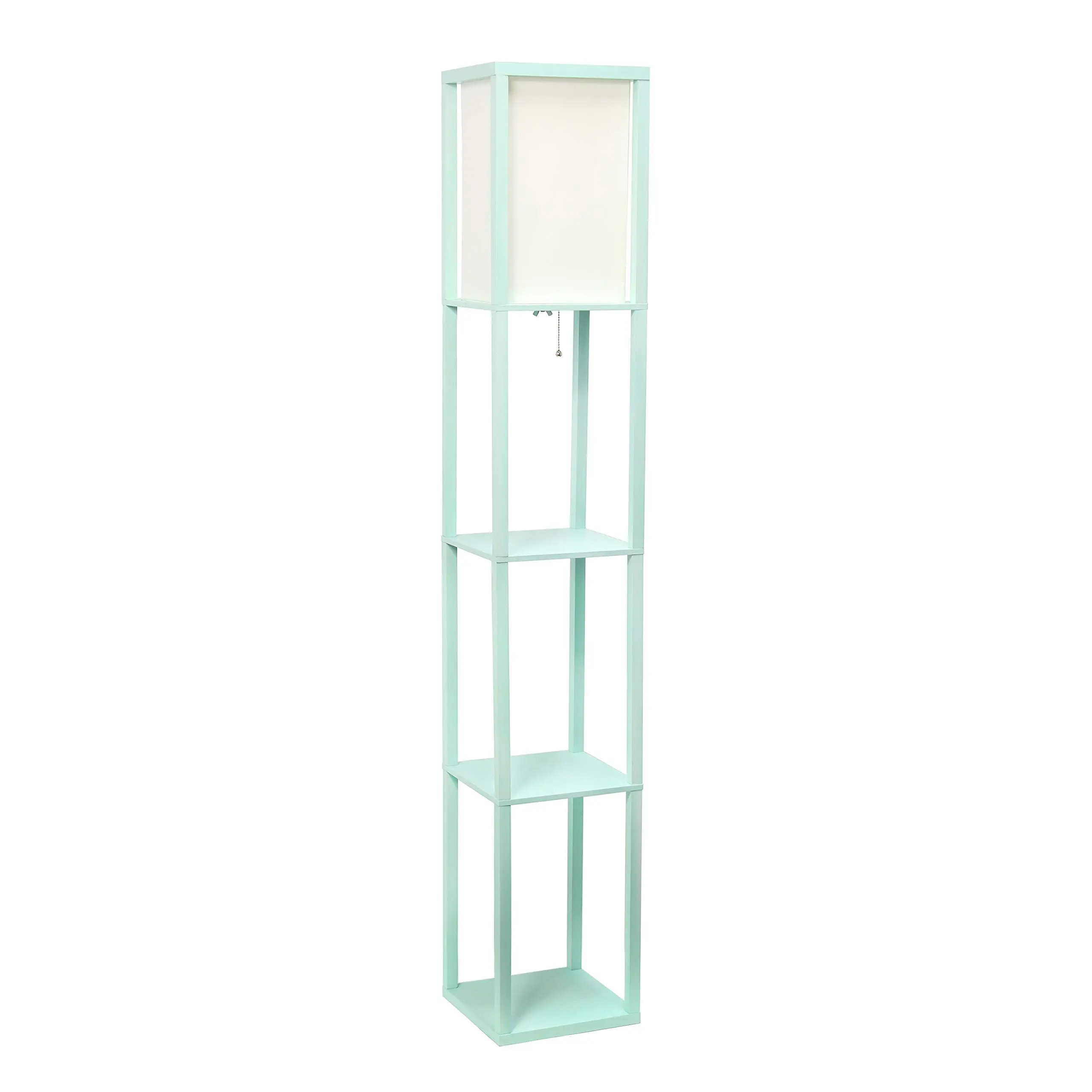 SIMPLE DESIGNS LF1014 3-Shelf Floor Lamp Linen Shade
