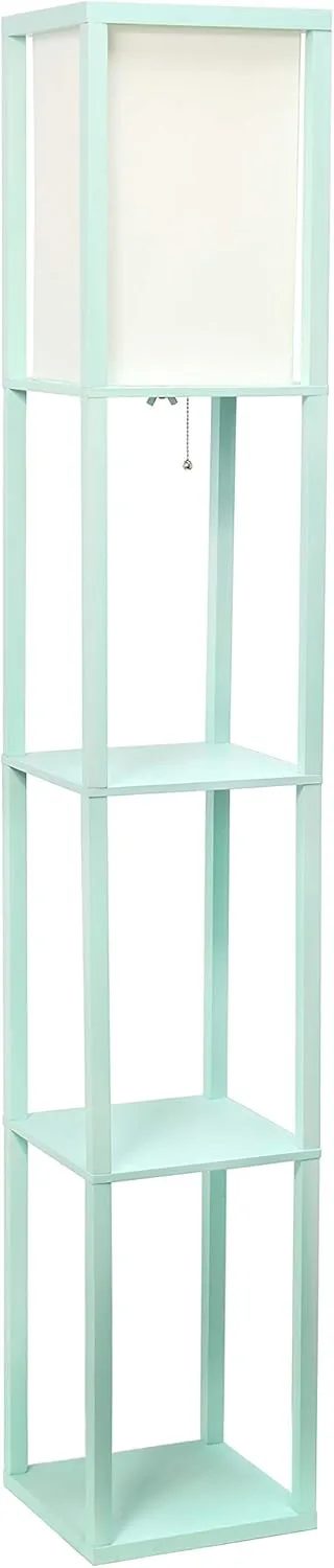 SIMPLE DESIGNS LF1014 3-Shelf Floor Lamp Linen Shade