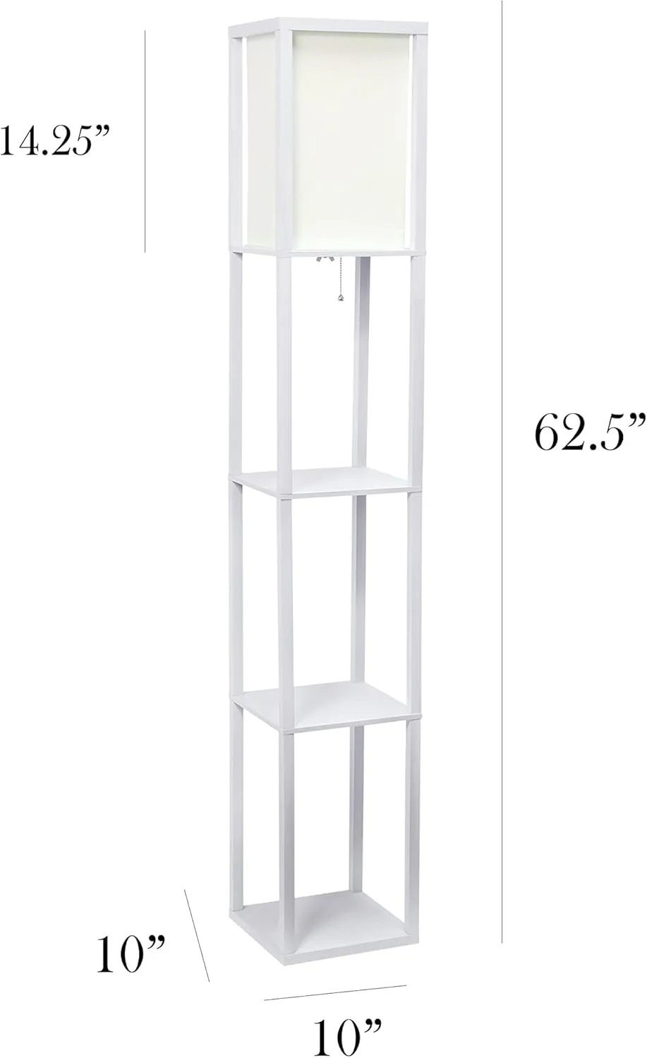 SIMPLE DESIGNS LF1014 3-Shelf Floor Lamp Linen Shade