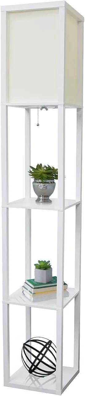 SIMPLE DESIGNS LF1014 3-Shelf Floor Lamp Linen Shade
