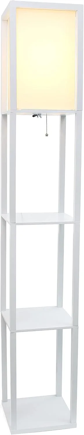 SIMPLE DESIGNS LF1014 3-Shelf Floor Lamp Linen Shade