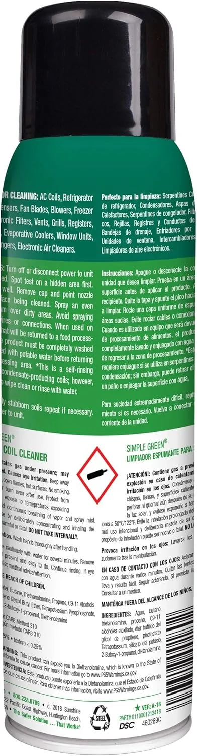 Simple Green Foaming Coil Cleaner - Aerosol 20 fl oz 20 Fl Oz (Pack of 1)