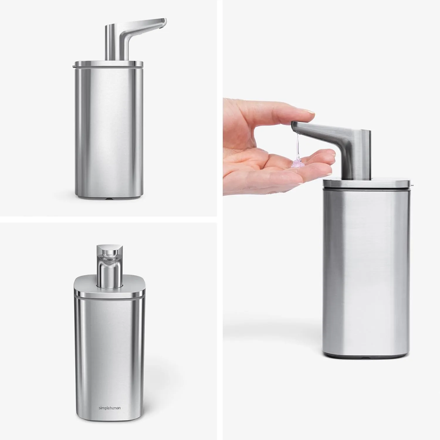 simplehuman Pulse Pump Countertop Liquid Soap Dispenser, Drip-Free Stainless Steel