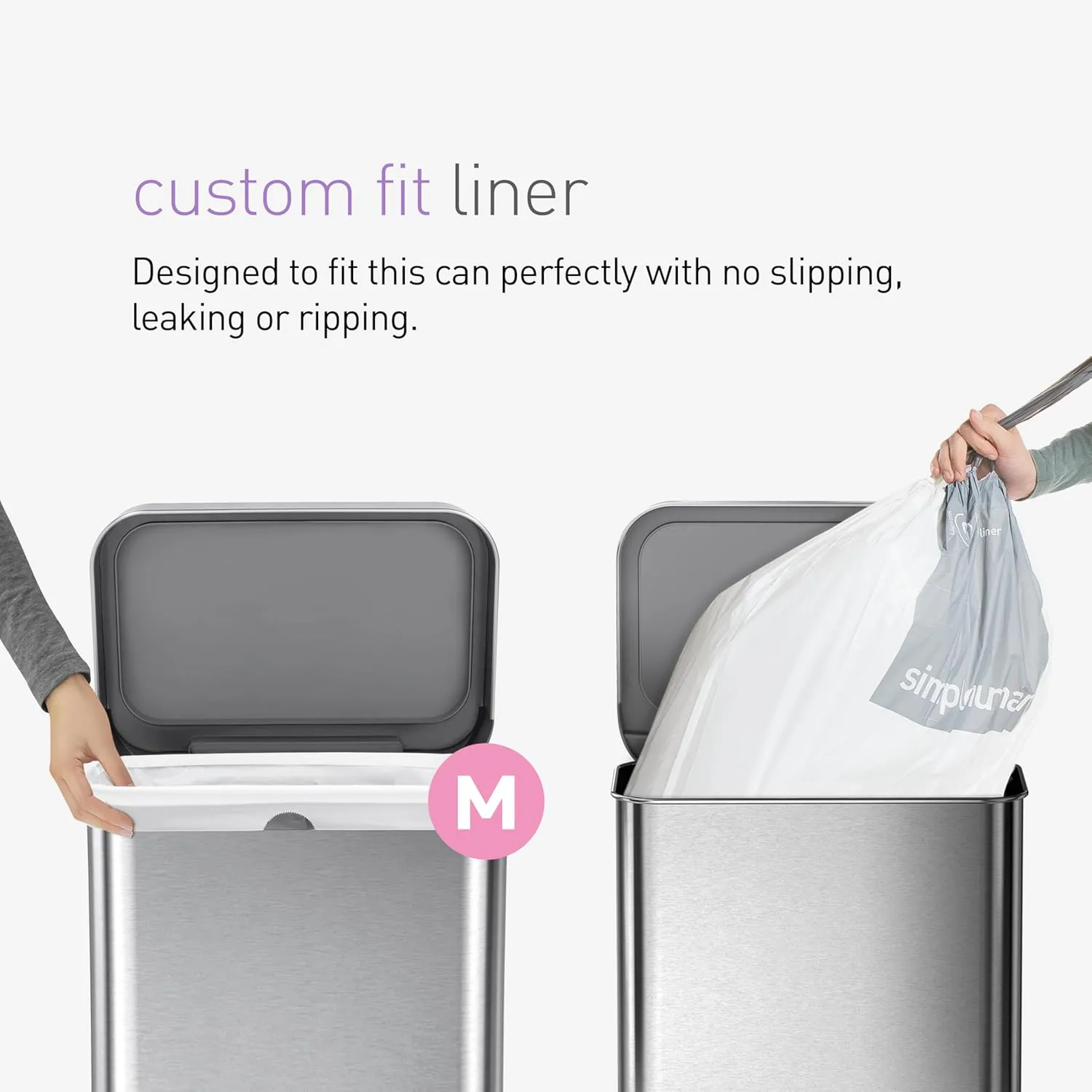 simplehuman 45 Liter / 12 Gallon Liter Rectangular Hands-Free Kitchen Step Trash Can with Soft-Close Lid
