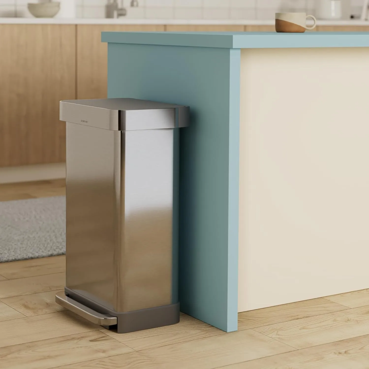 simplehuman 45 Liter / 12 Gallon Liter Rectangular Hands-Free Kitchen Step Trash Can with Soft-Close Lid