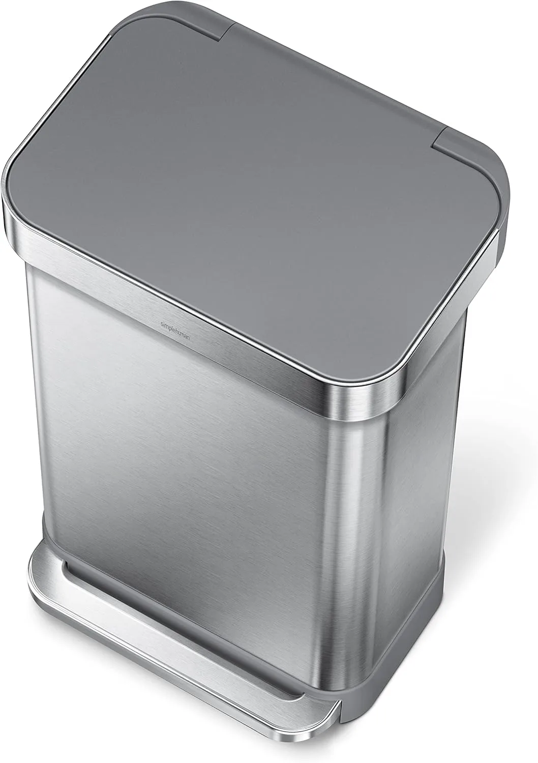 simplehuman 45 Liter / 12 Gallon Liter Rectangular Hands-Free Kitchen Step Trash Can with Soft-Close Lid