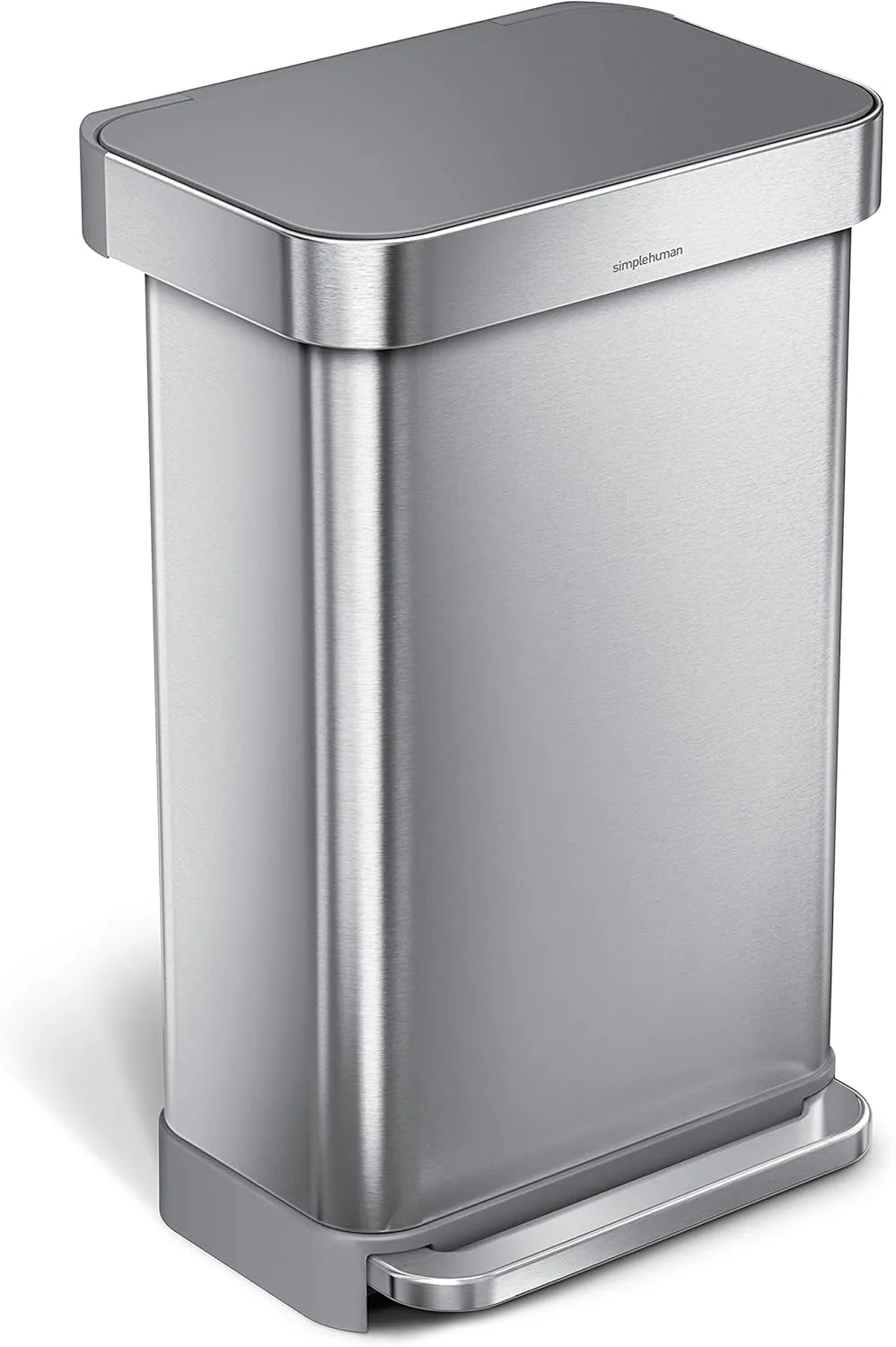 simplehuman 45 Liter / 12 Gallon Liter Rectangular Hands-Free Kitchen Step Trash Can with Soft-Close Lid