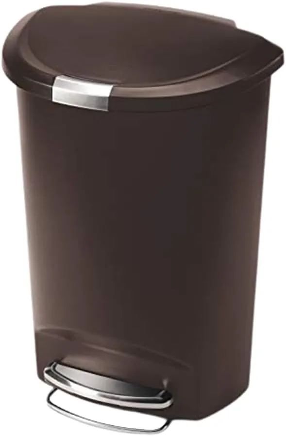simplehuman 50 Liter / 13 Gallon Semi-Round Kitchen Step Trash Can with Secure Slide Lock