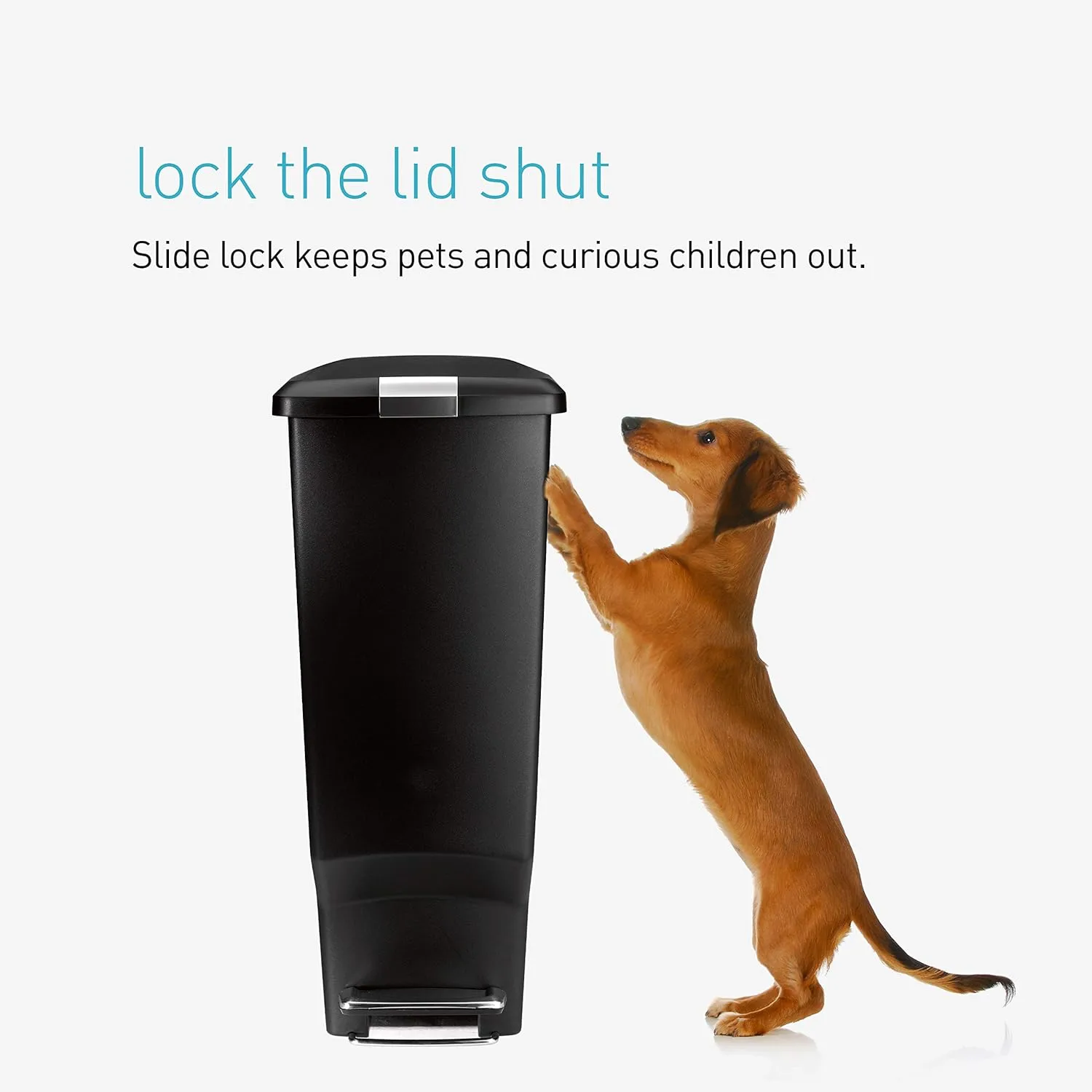 simplehuman 40 Liter / 10.6 Gallon Slim Kitchen Step Trash Can With Secure Slide Lock