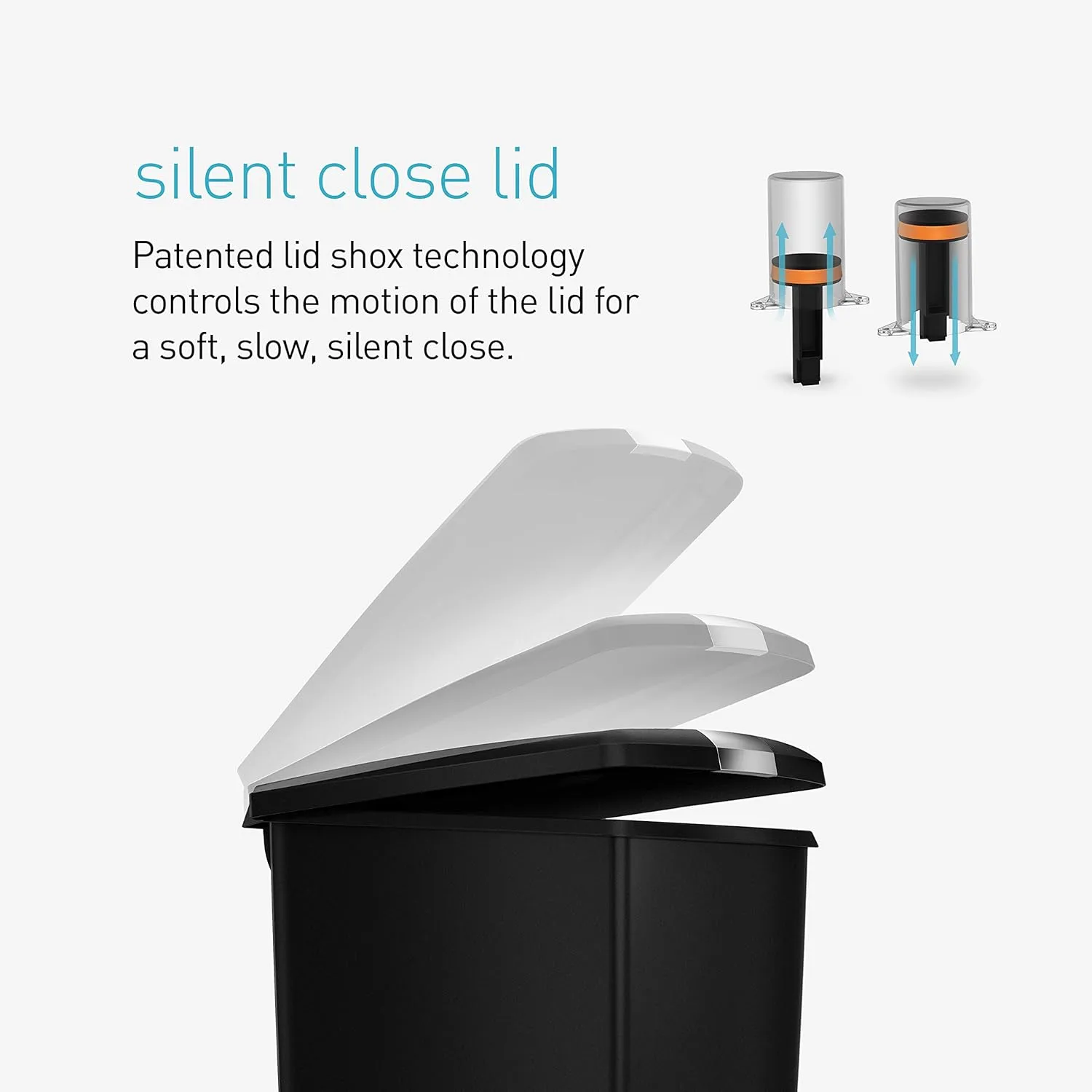 simplehuman 40 Liter / 10.6 Gallon Slim Kitchen Step Trash Can With Secure Slide Lock