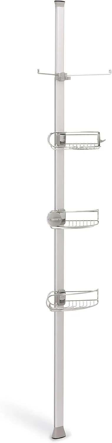 simplehuman 9' Tension Pole Shower Caddy, Stainless Steel and Anodized Aluminum 9 ft