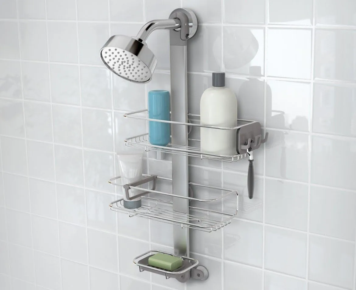 simplehuman Adjustable Shower Caddy, Stainless Steel and Anodized Aluminum Medium