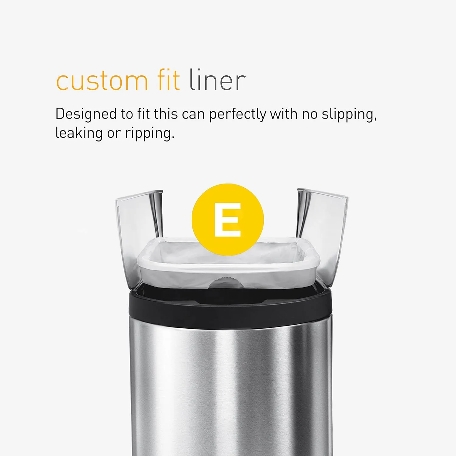 simplehuman Custom-Fit Trash Can Liners, Drawstring, White