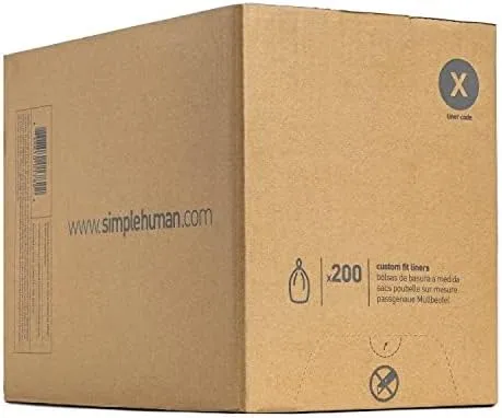 simplehuman Custom-Fit Trash Can Liners, Drawstring, White