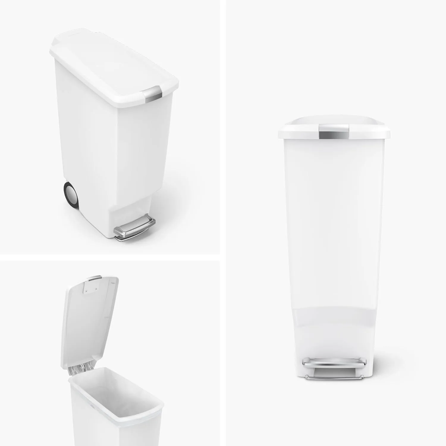 simplehuman 40 Liter / 10.6 Gallon Slim Kitchen Step Trash Can With Secure Slide Lock