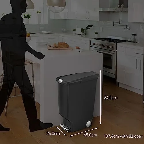 simplehuman 40 Liter / 10.6 Gallon Slim Kitchen Step Trash Can With Secure Slide Lock