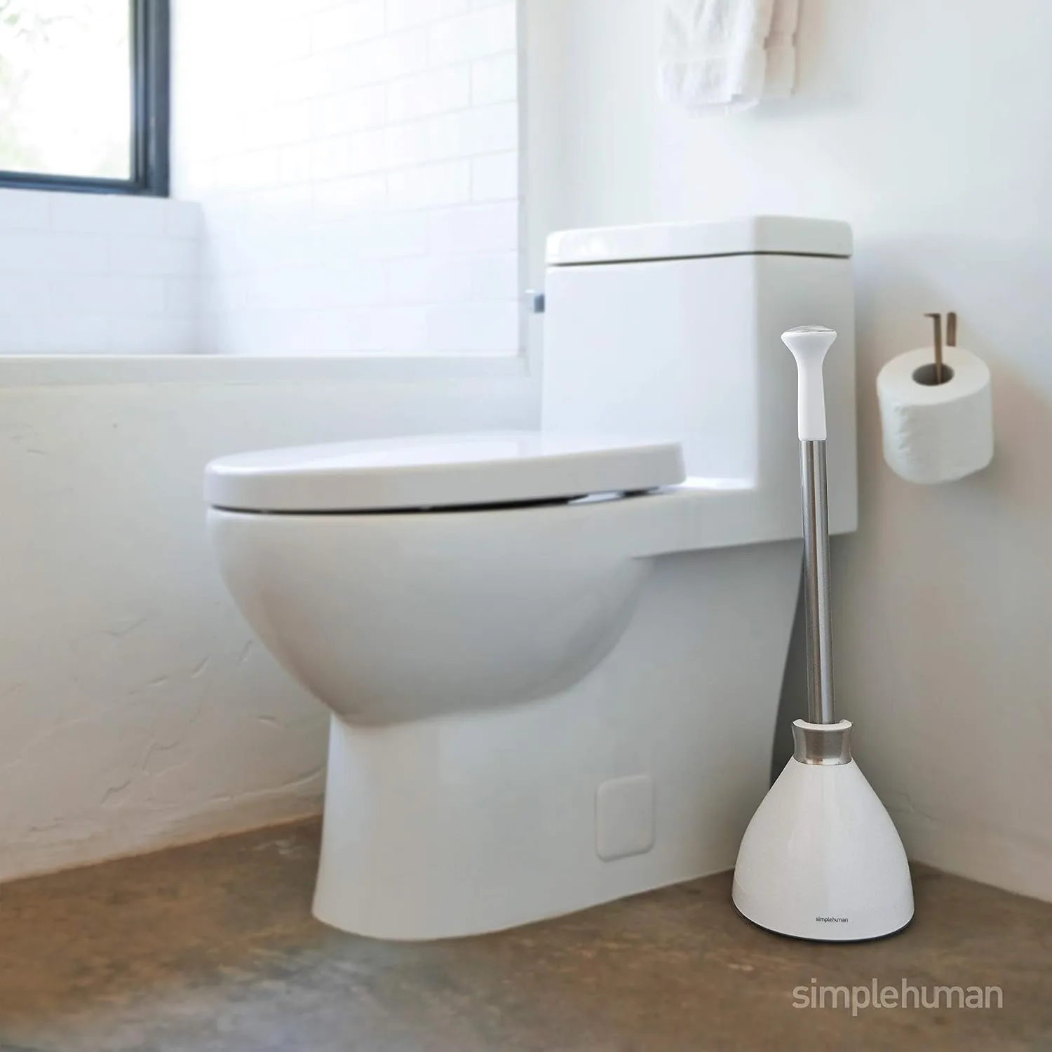 simplehuman Toilet Brush and Plunger with Caddy, Stainless Steel