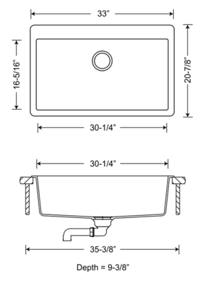 Large Single Bowl Granite Composite - White Large Single Bowl Granite Composite - White