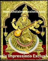 Saraswati Tanjore Painting - Exclusive Collection Saraswati Tanjore Painting - Exclusive Collection