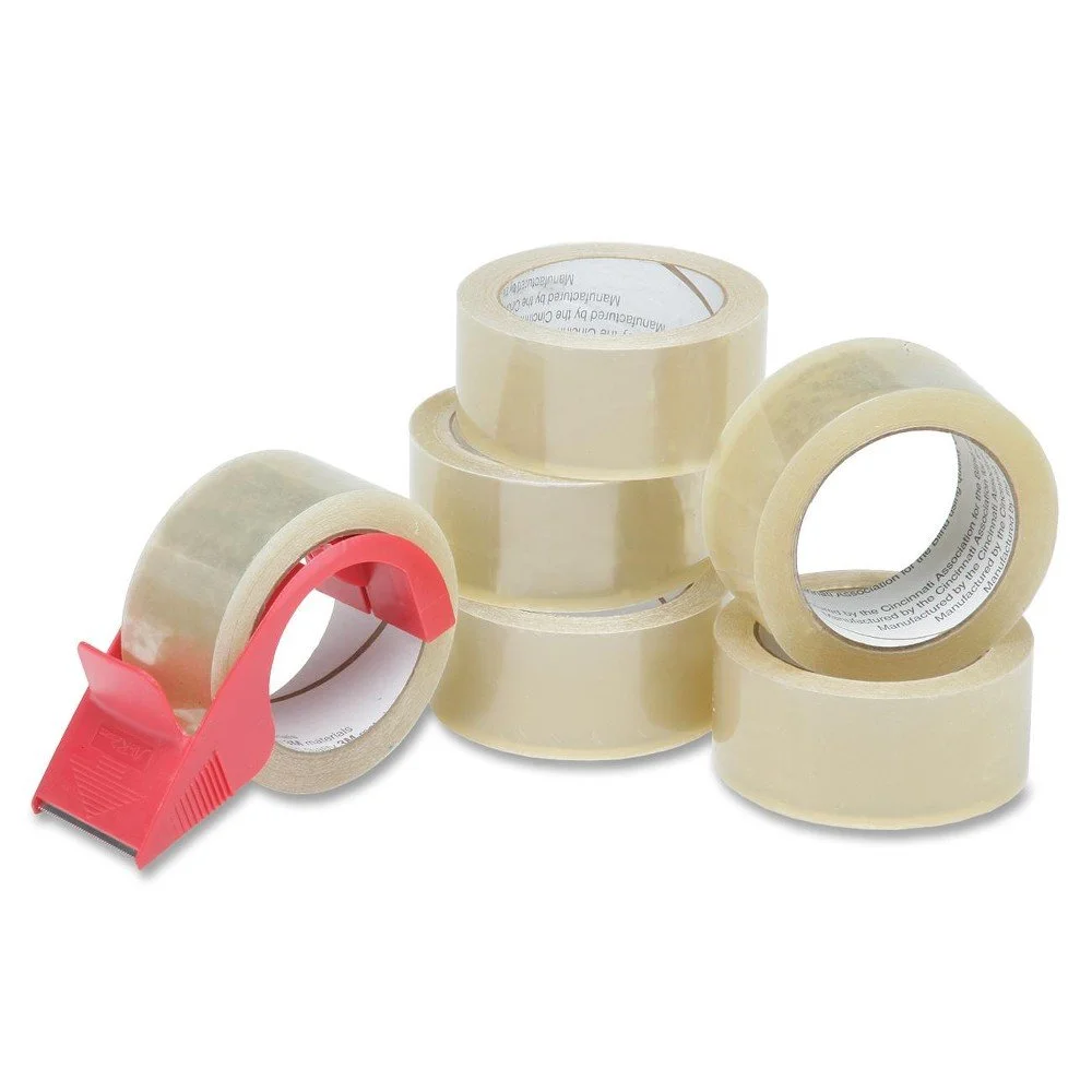 SKILCRAFT 7510-01-579-6873 Polypropylene Commercial Grade Package Sealing Tape with Handheld Tape Dispenser, 55 Yards x 2-Inch, Clear (Pack of 6)