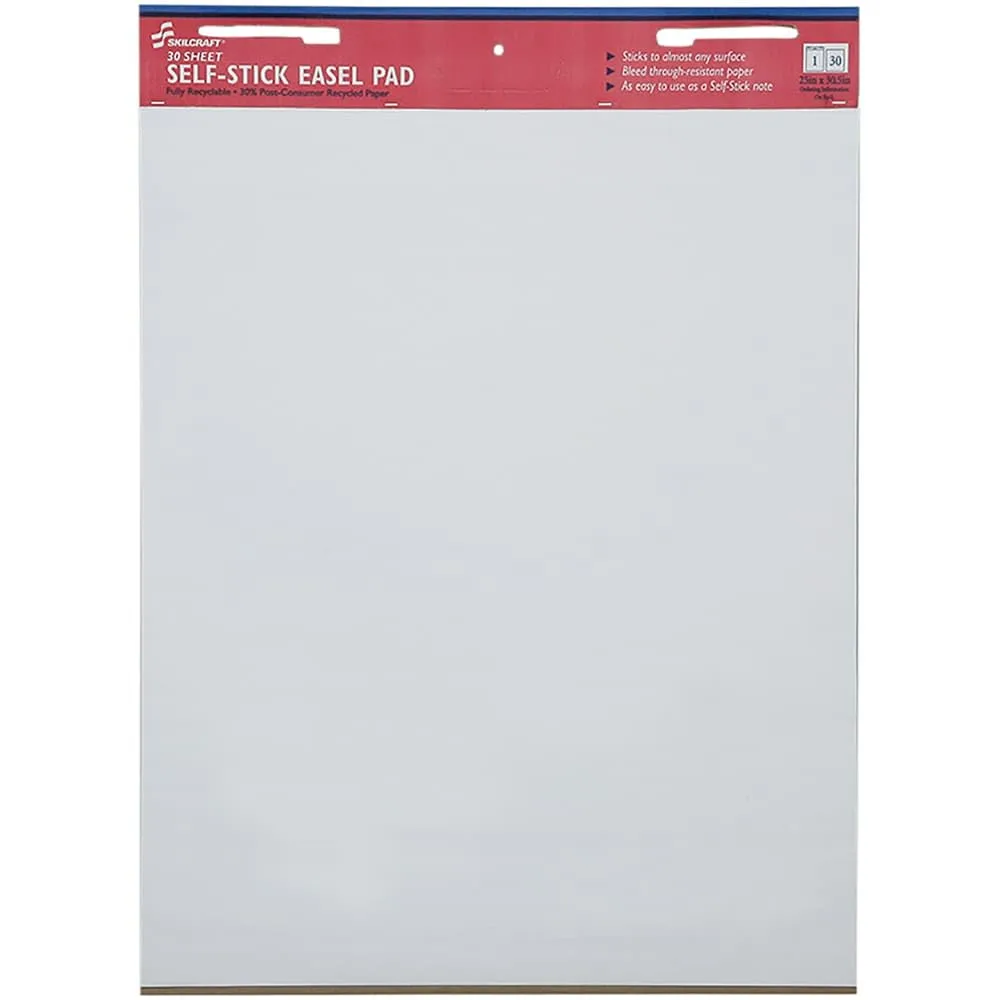 AbilityOne NSN3930104 25 x 30 in. Unruled Self Stick Easel Pad, White - 30 Sheets - Pack of 2