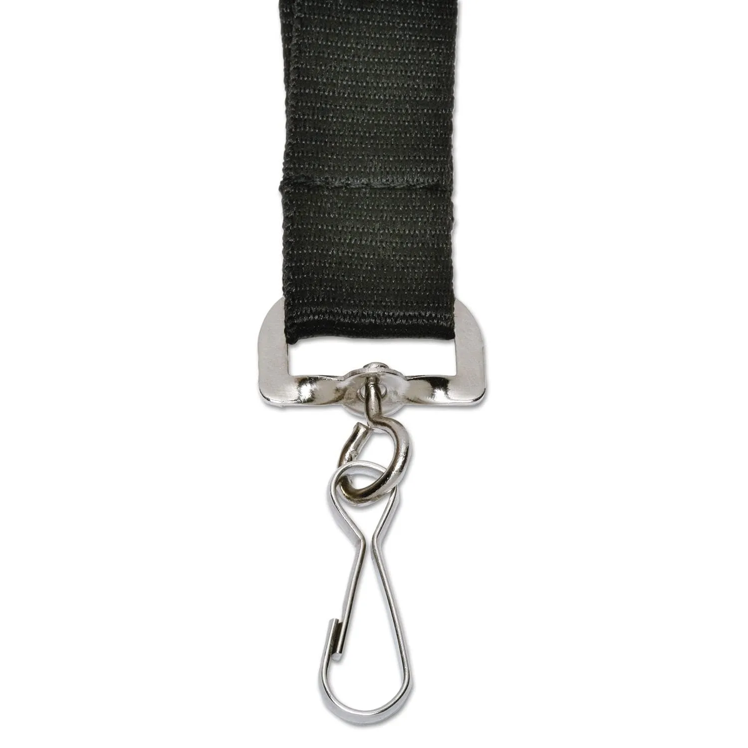SKILCRAFT Strap Style Neck Lanyard with J-Hook, 36 in, Black, Pack of 12