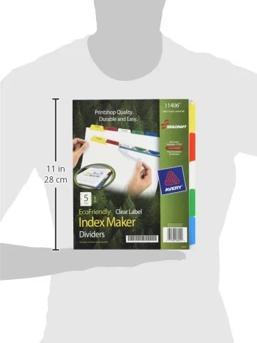 SKILCRAFT Index Maker Label Dividers, Clear, Set of 5