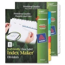 SKILCRAFT Index Maker Clear Label Dividers With White Tabs, 8-Tab