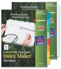 SKILCRAFT Index Maker Clear Label Dividers With White Tabs, 8-Tab