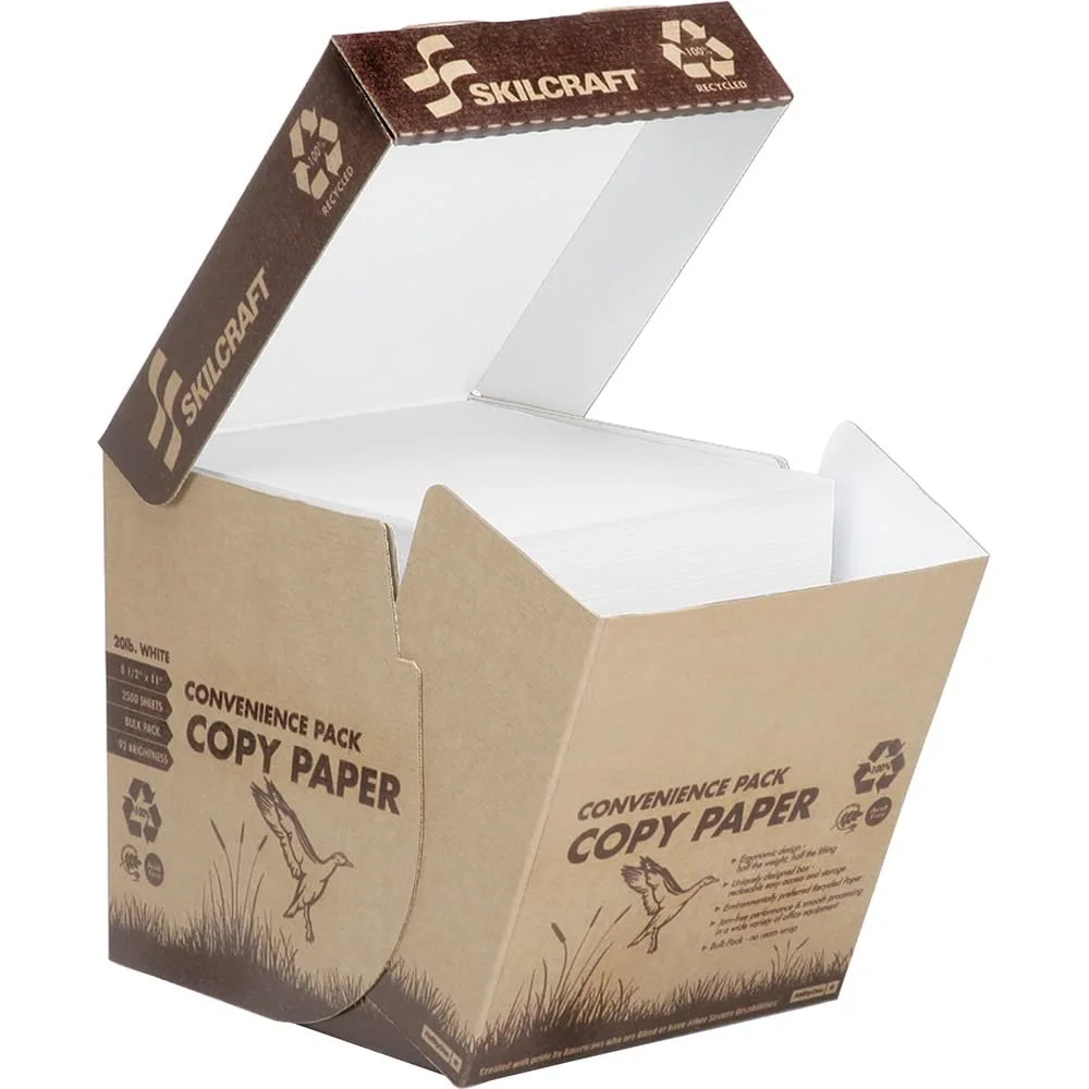 SKILCRAFT Reamless Multi-Use Copy & Multipurpose Paper, 8.5 x 11, 20 lb, 2500 Sheets