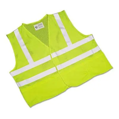 SKILCRAFT Class 2 ANSI 107-2010 Safety Vest, Front Closure w/Pockets, XL, Yellow/Lime