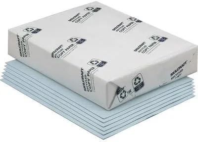 SKILCRAFT Color Xerographic Copy Paper, 20 lb, Blue, 8.5 x 11, 5000 Sheets