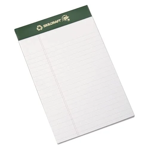 ABILITY ONE NSN5169629 5 x 8 in. 1 Dozen Chlorine Free Legal Rule Pad, White - 50 Sheets