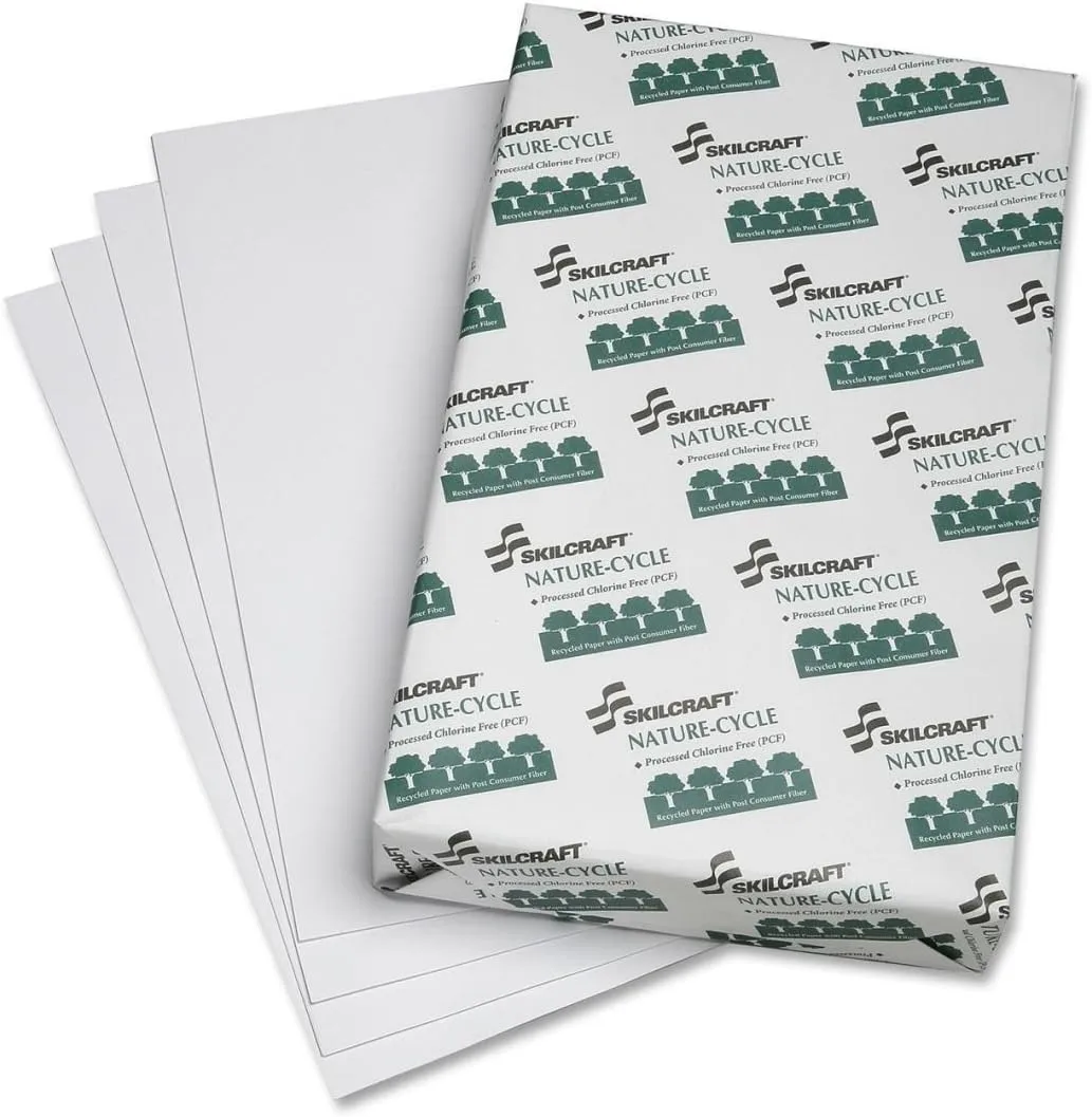 SKILCRAFT 7530-01-503-8449 100 Percent PCW Recycled Process Chlorine Free Copier Paper, Legal Size, 8-1/2 x 14 Inch, White (10 reams per Box)