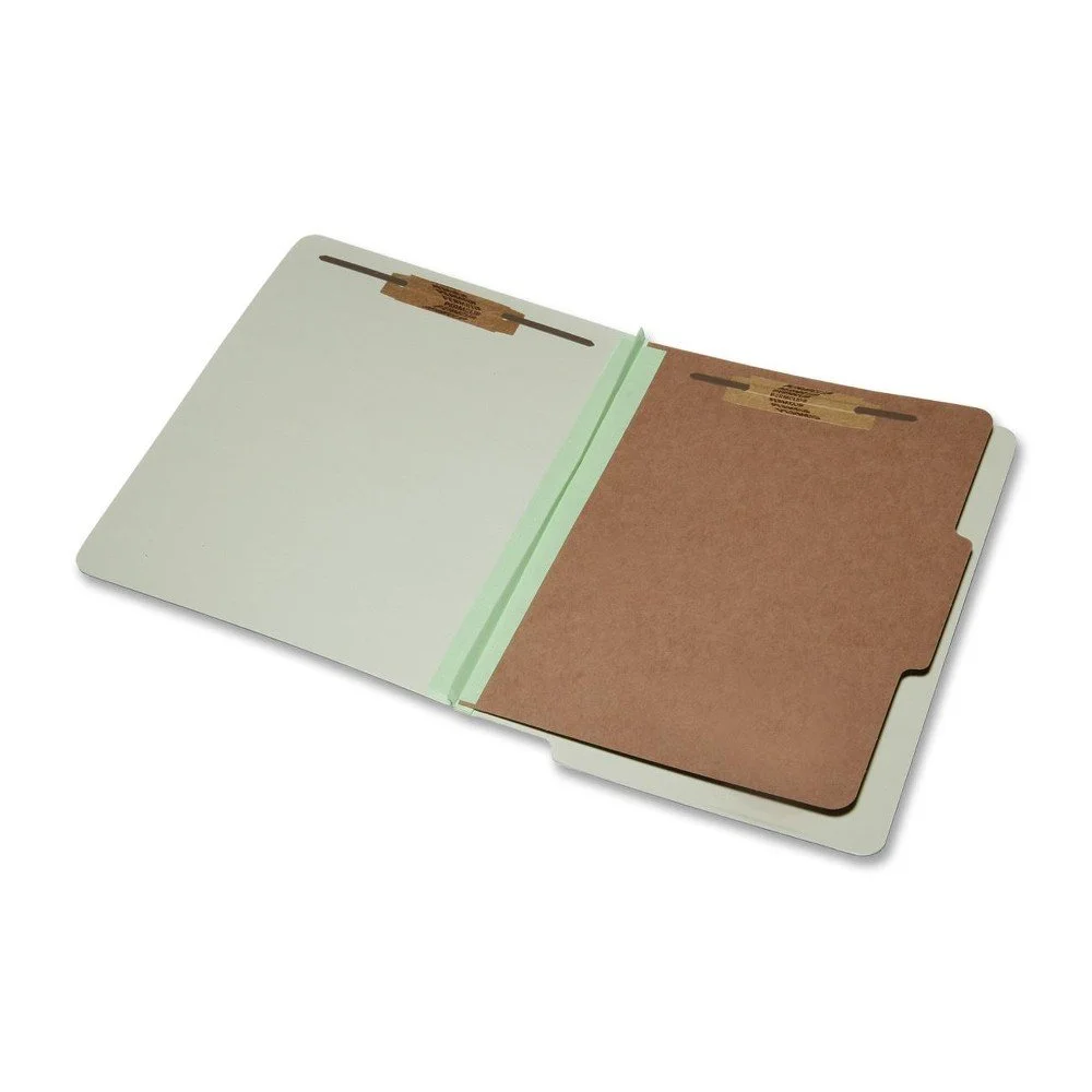 SKILCRAFT 7530-01-590-7106 Four-Part End Tab Classification Folder, Letter Size, Light Green (Box of 10)