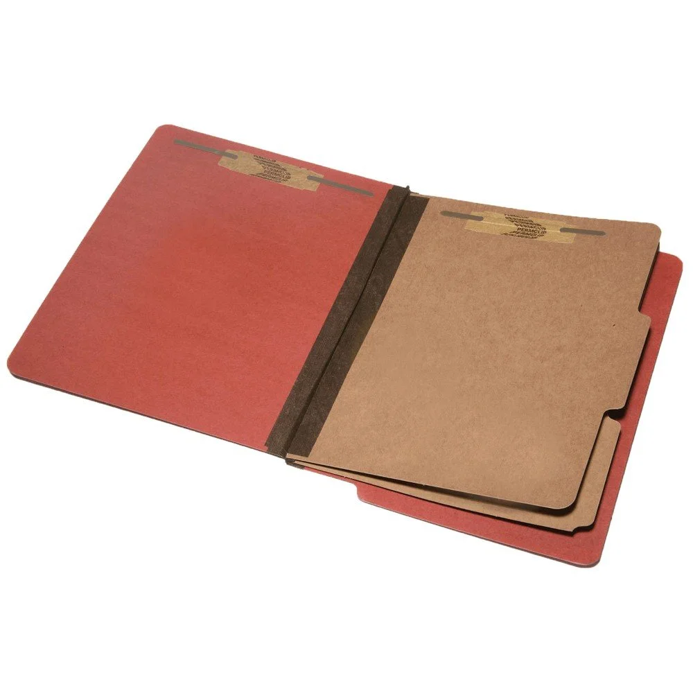 SKILCRAFT 7530-01-590-7104 Six-Part End Tab Classification Folder, Letter Size, Red (Box of 10)