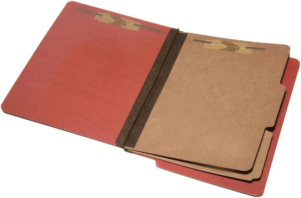 SKILCRAFT 7530-01-590-7104 Six-Part End Tab Classification Folder, Letter Size, Red (Box of 10)