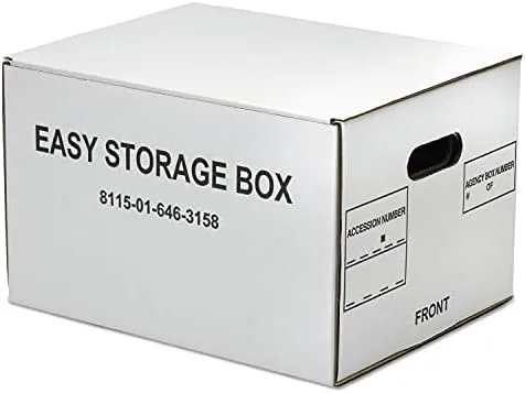 SKILCRAFT Easy Storage Boxes, Letter/Legal, 14.75 x 12 x 9.5 in, White, 12/Bundle