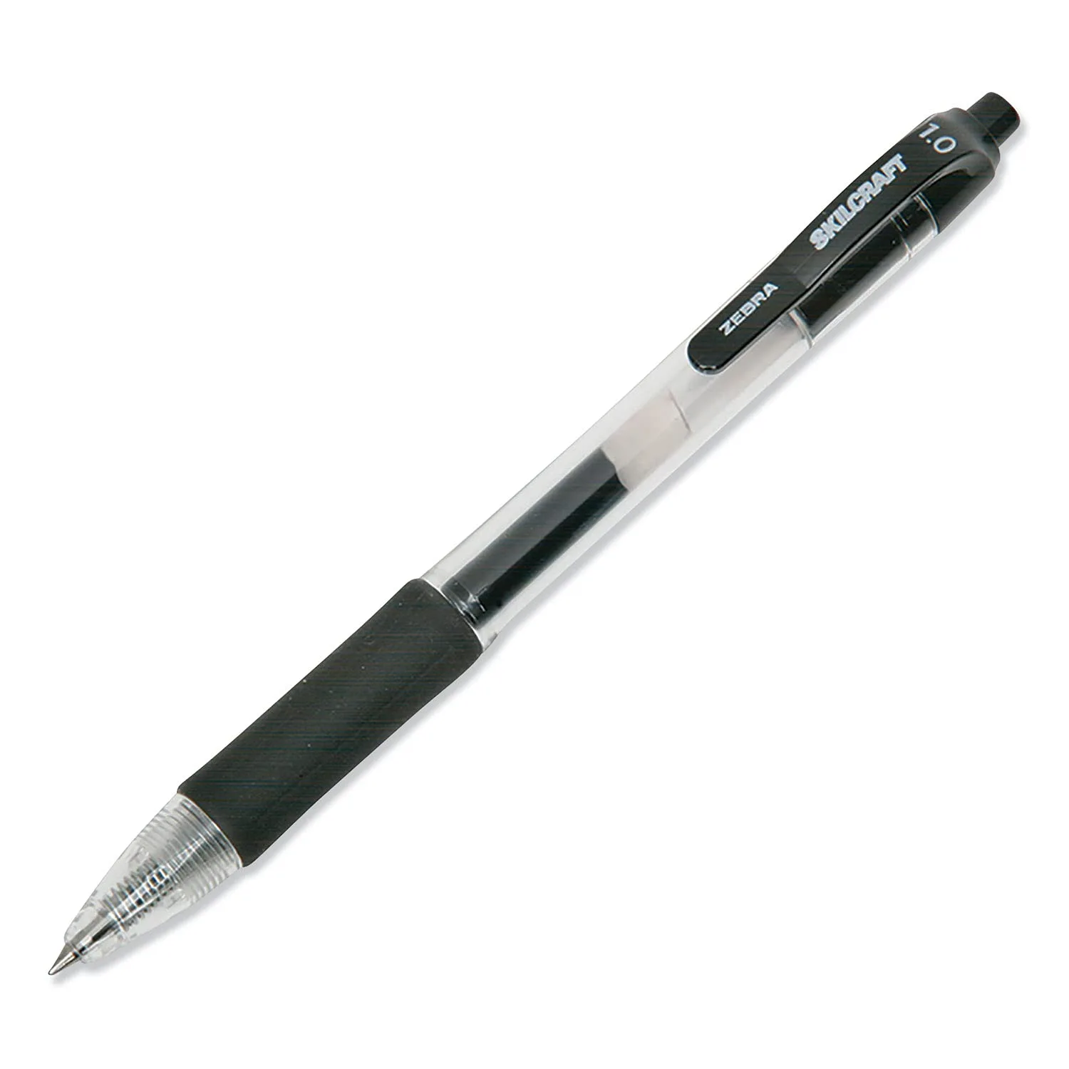 SKILCRAFT Zebra Retractable Gel Pen, 1 mm Black Ink, Dozen