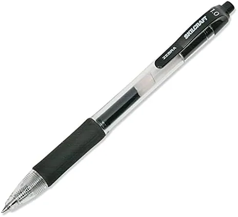 SKILCRAFT Zebra Retractable Gel Pen, 1 mm Black Ink, Dozen
